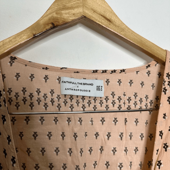 Faithfull the Brand x Anthropologie Trinidad Tunic Tie Front Dress pink womens M - Picture 5 of 8